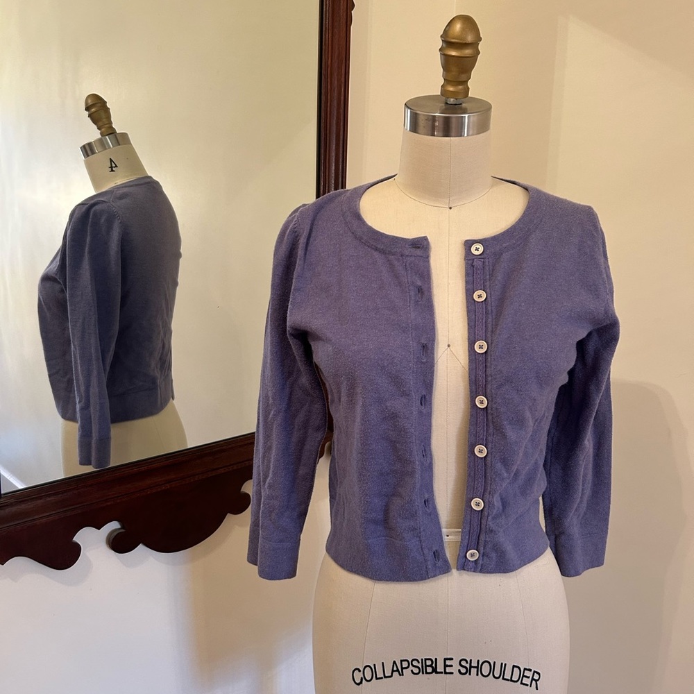 Boden Lavender Button-Up Cardigan
